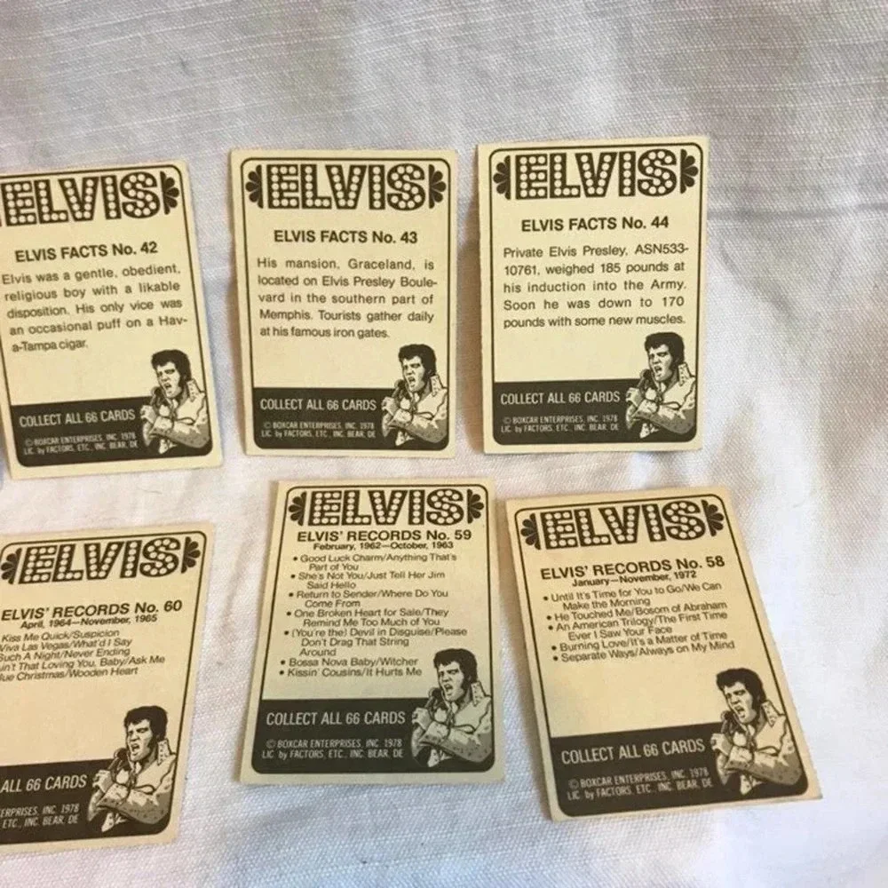 Vintage Elvis Presley Cards Collection 1978 10 cards Lot